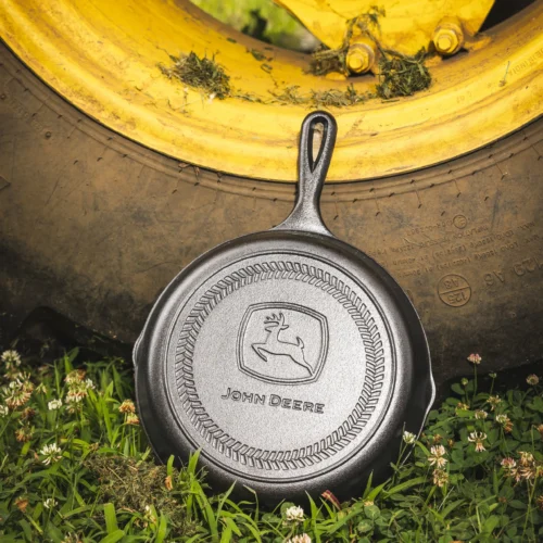 Alternative view of 10.25 Inch Seasoned Cast Iron Skillet, John Deere Logo