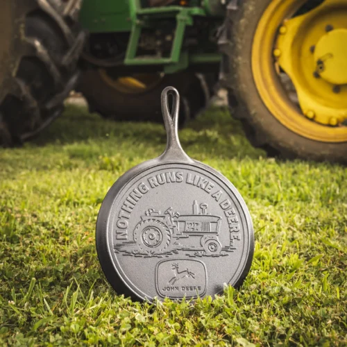 Alternative view of 10.5 Inch Seasoned Cast Iron Griddle, John Deere Tractor