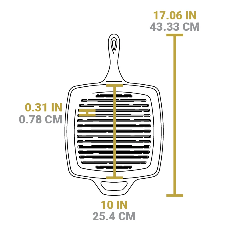 10.5 Inch Square Cast Iron Grill Pan - Image 5