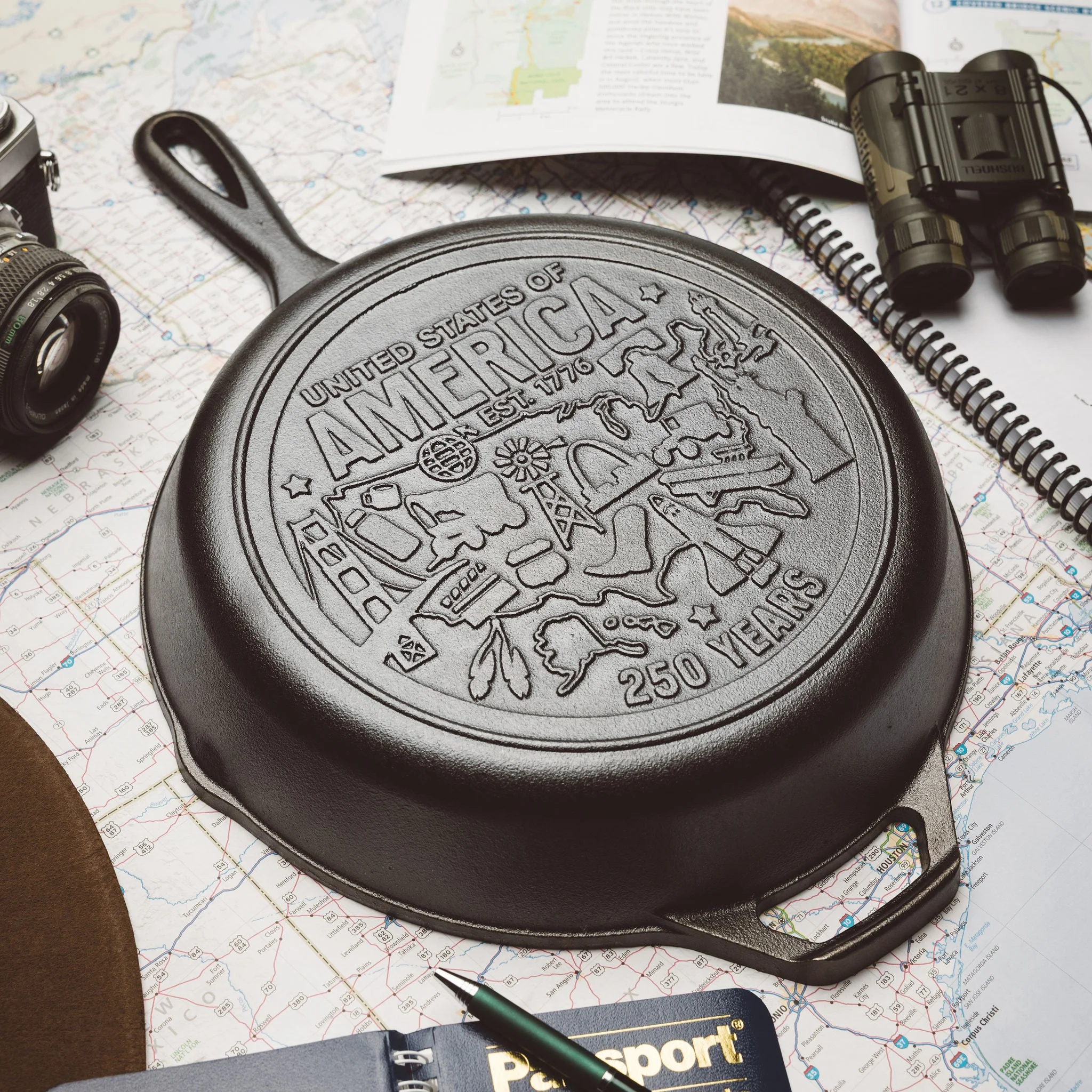 Lodge 10.25 Inch Seasoned Cast Iron Skillet, USA Icons - Image 4