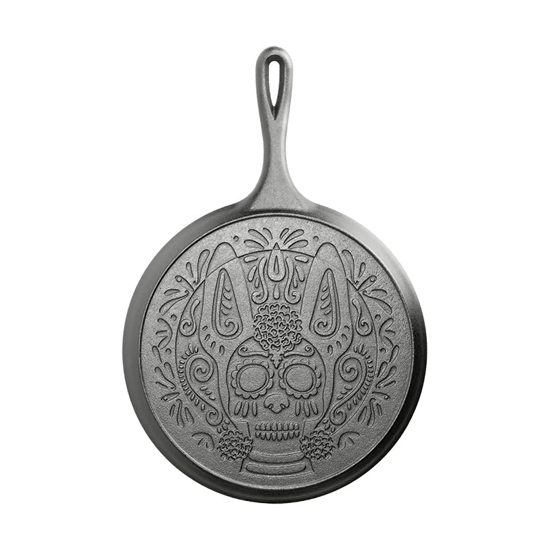 10.5 Inch Seasoned Cast Iron Xolo Sugar Skull Griddle - Image 2